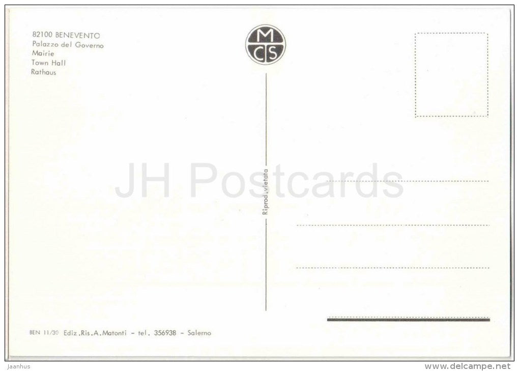 Palazzo del Governo - Town Hall - Benevento - Campania - 82100 - BEN 11/30 - Italia - Italy - unused - JH Postcards