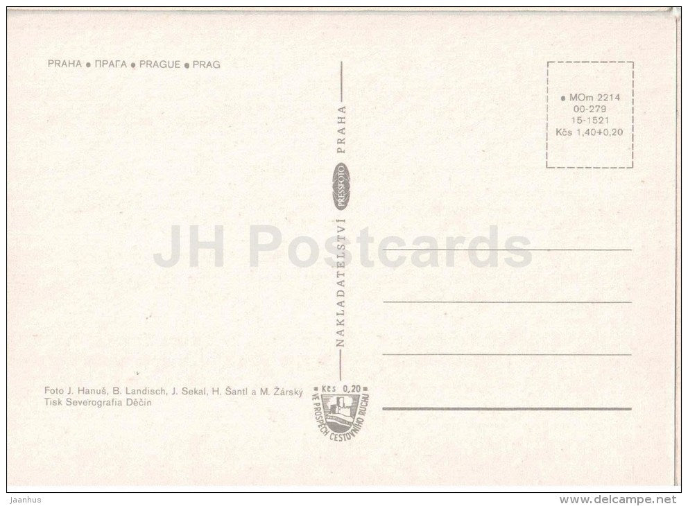Praha - Prague - Stare Mesto - Hradcany - Mala strana - Vysehrad - Nove Mesto - Czechoslovakia - Czech - unused - JH Postcards