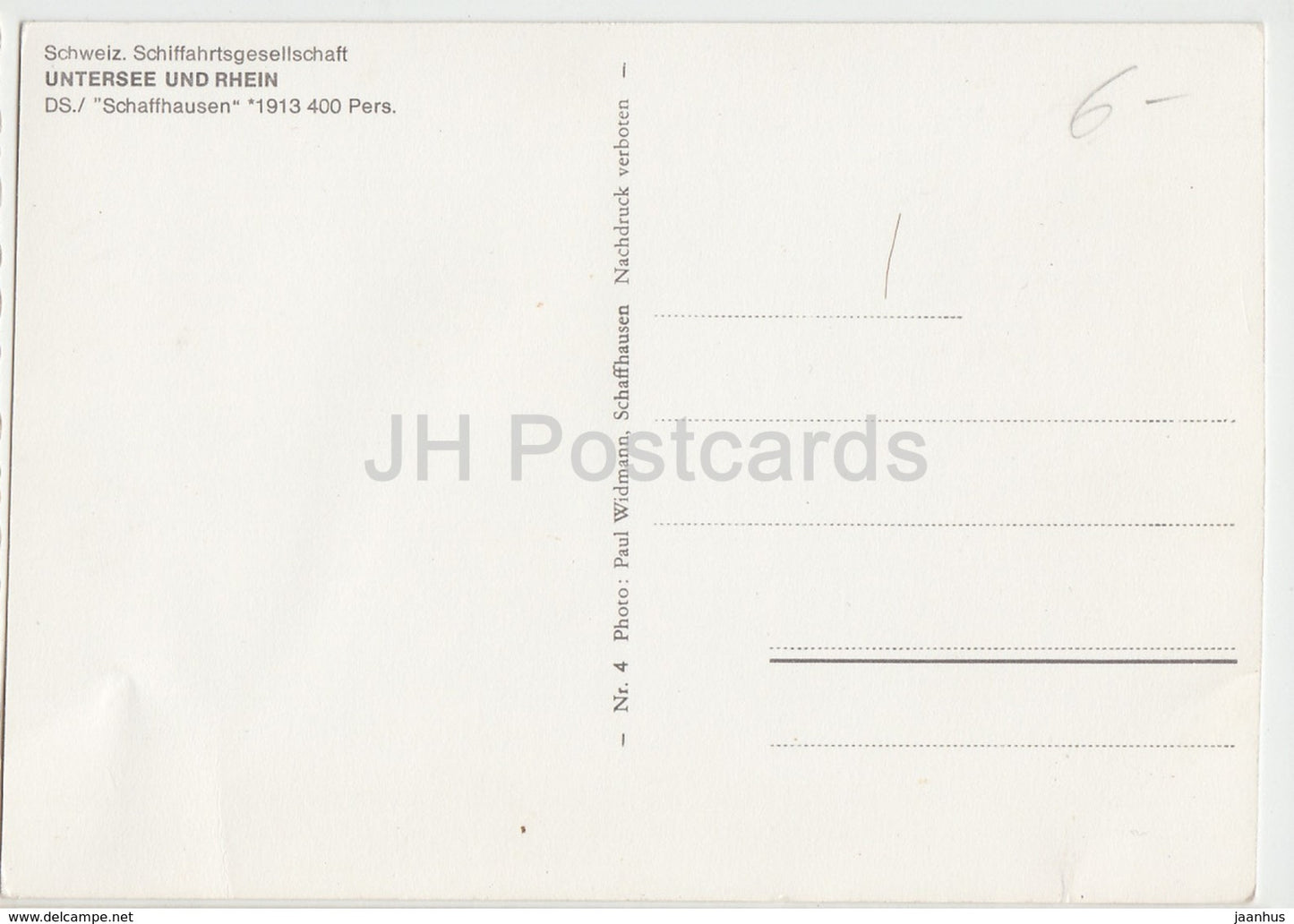 Untersee und Rhein - steamer Schaffhausen - ship - Switzerland - unused