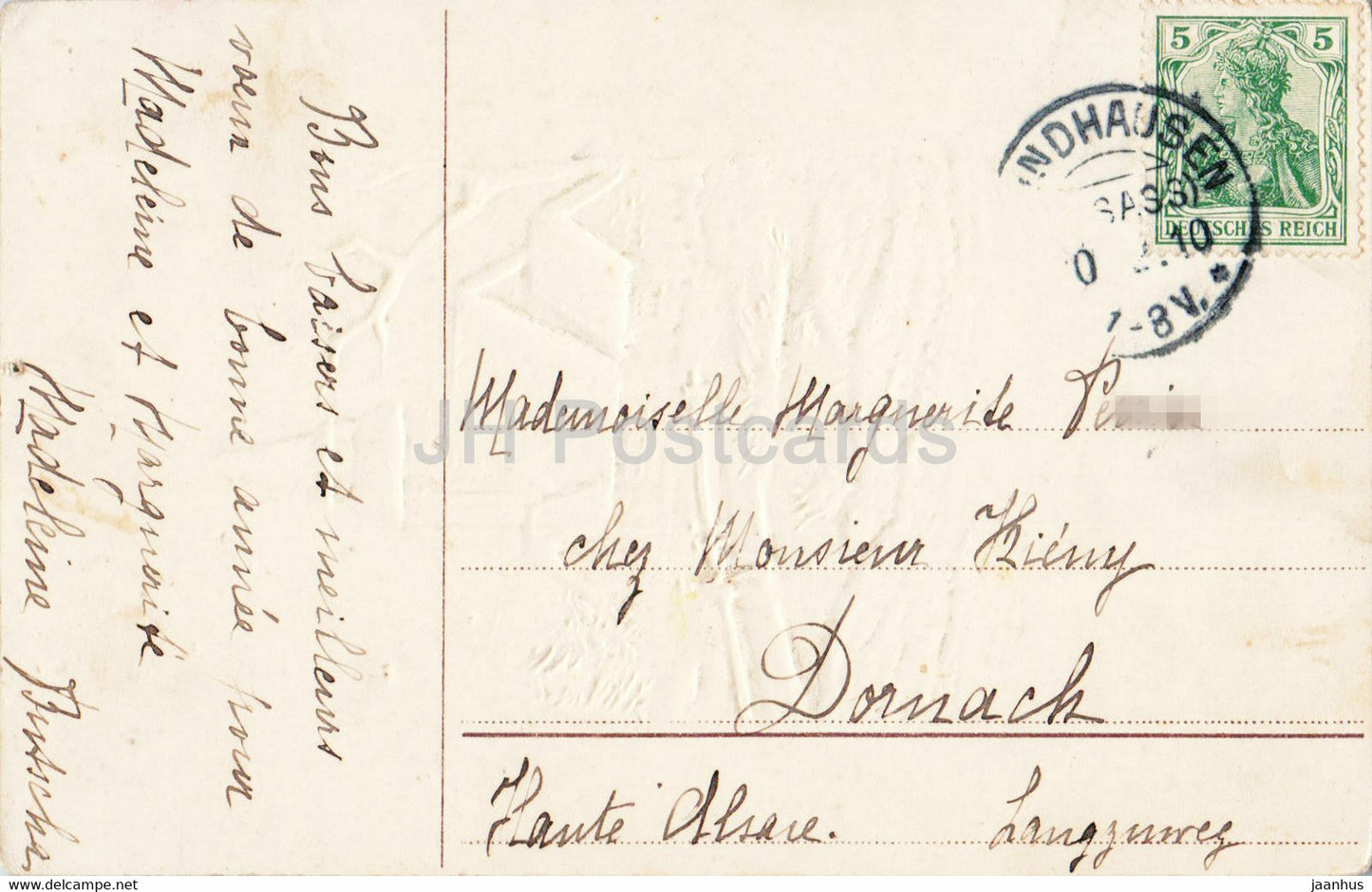 New Year Greeting Card - Viel Gluck im Neuen Jahre - church - EAS - old postcard - Germany - used