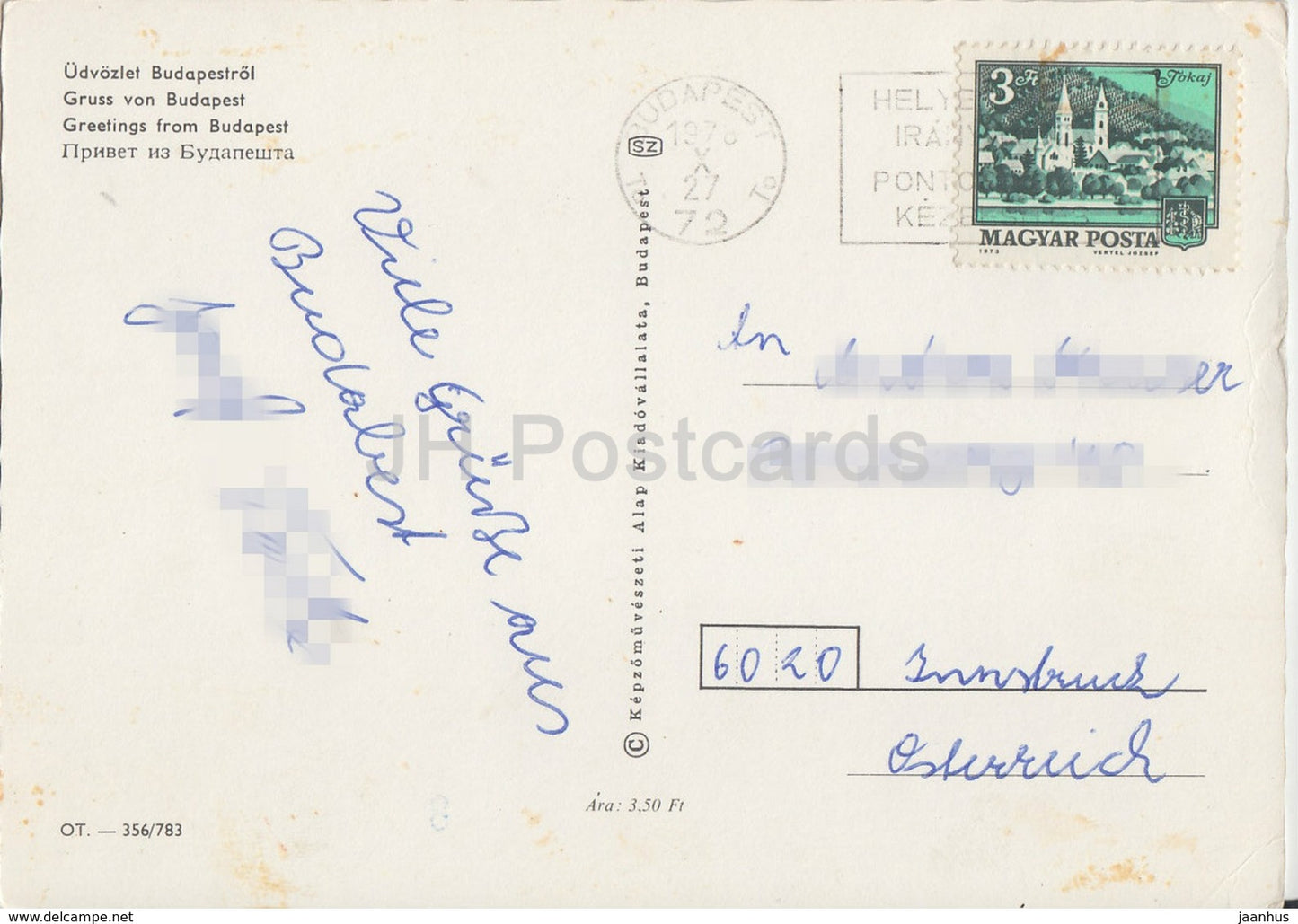 Greetings from Budapest - parliament - bridge - cathedral - architecture - multiview - 1978 - Hungary - used