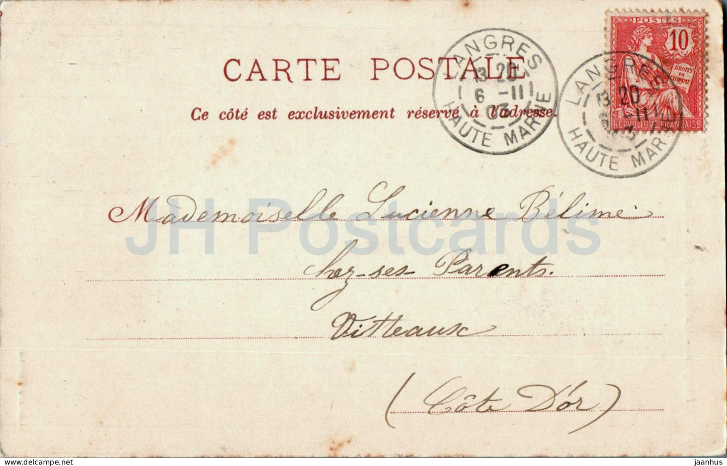 Langres - Cathédrale Saint Mammes - cathédrale - carte postale ancienne - 1903 - France - occasion