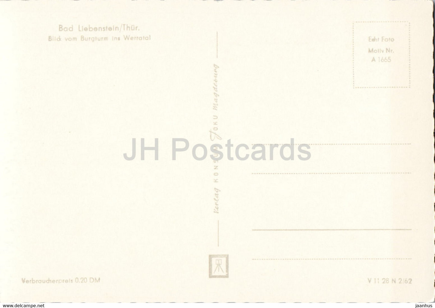 Bad Liebenstein - Blick vom Burgturm ins Werratal - alte Postkarte - Deutschland DDR - unbenutzt