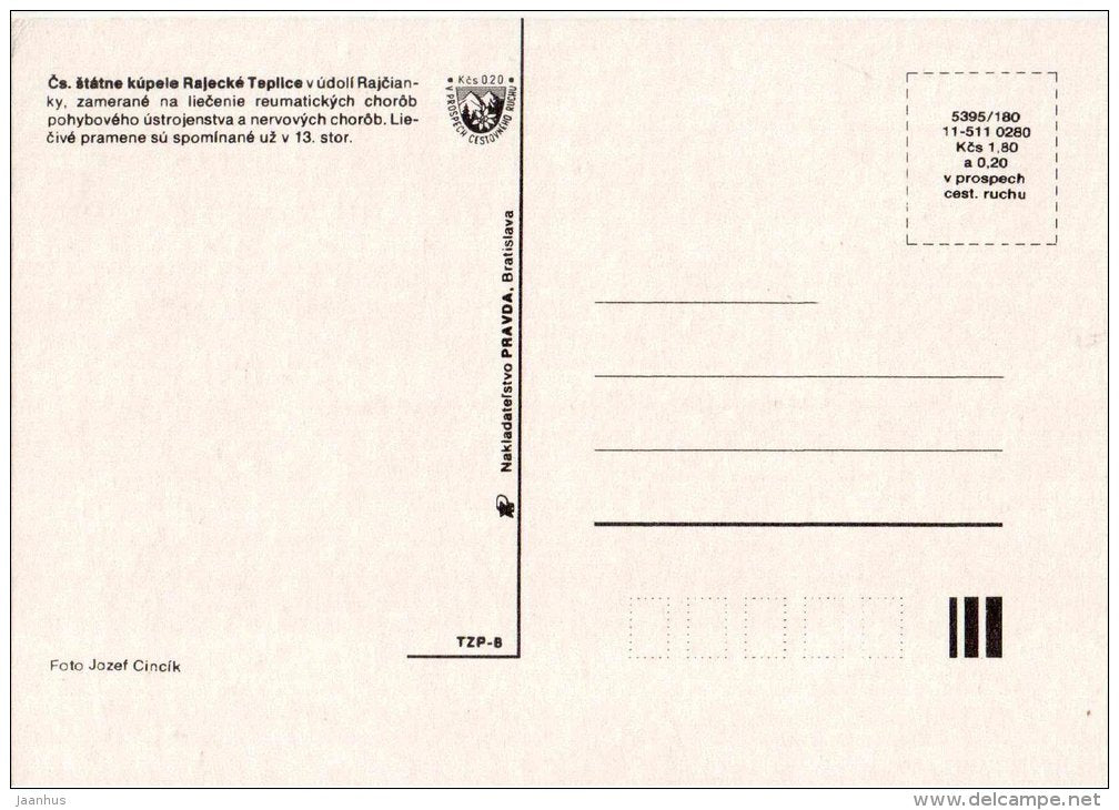 Rajecke Teplice - Czechoslovakia - Slovakia - unused - JH Postcards