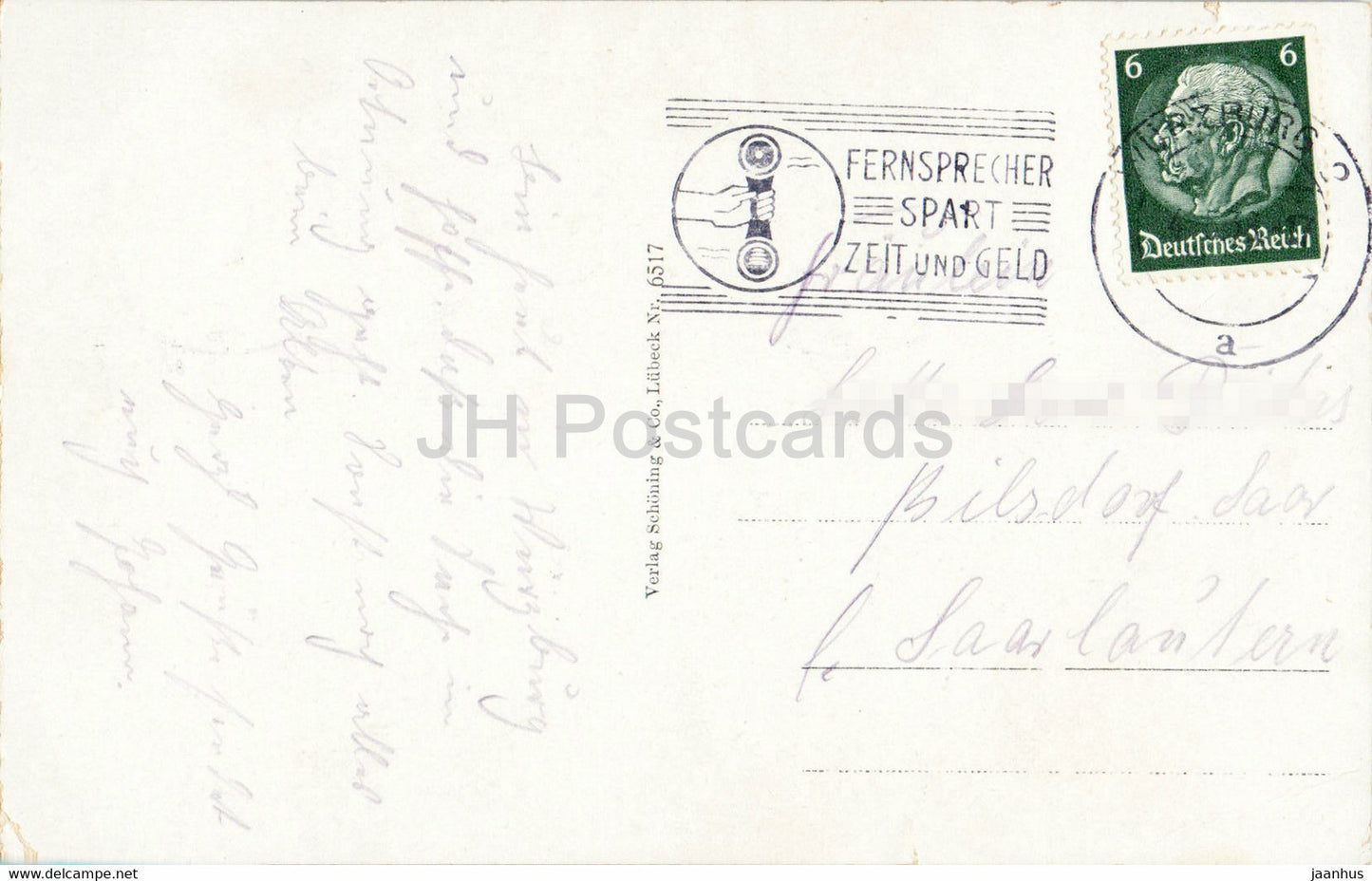 Wurzburg - Ludwigsbrucke und Festung Marienberg - lion - sculpture - pont - carte postale ancienne - années 1930 - Allemagne - utilisé