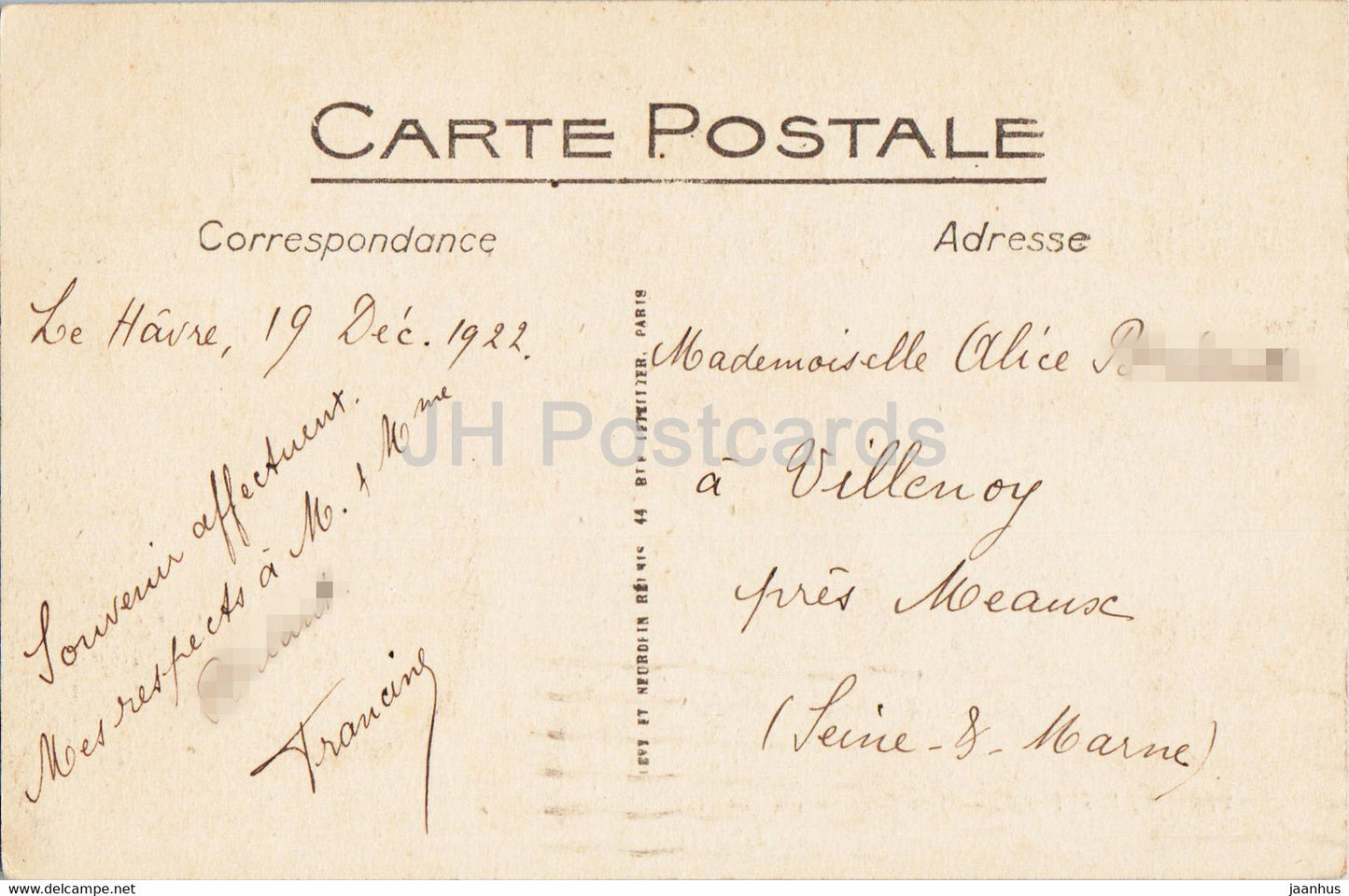 Le Havre - Vue Panoramique - alte Postkarte - 1922 - Frankreich - gebraucht