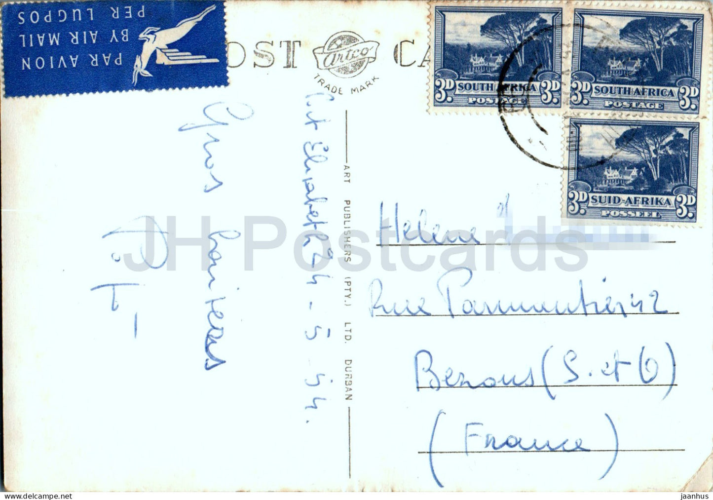 Zulu-Häuptling - Volkskostüme - 791 - alte Postkarte - 1954 - Südafrika - gebraucht