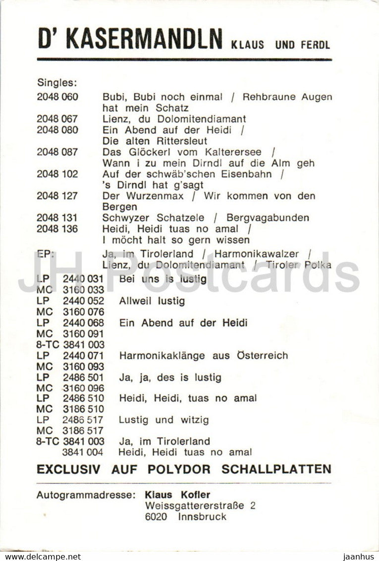 D' Kasermandln Klaus und Ferdl - groupe - musique - Autriche - inutilisé