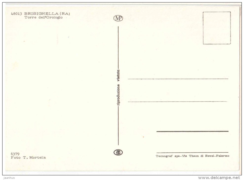 Torre dell`Orologio - tower - Brisighella - Ravenna - Emilia-Romagna - 48013 - Italia - Italy - unused - JH Postcards