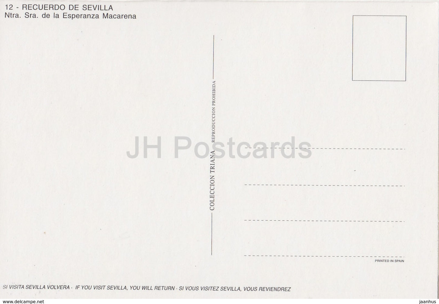 Séville - Ntra. Sra. de la Esperanza Macarena - Notre-Dame de l'Espoir Macarena - 12 - Espagne - inutilisé