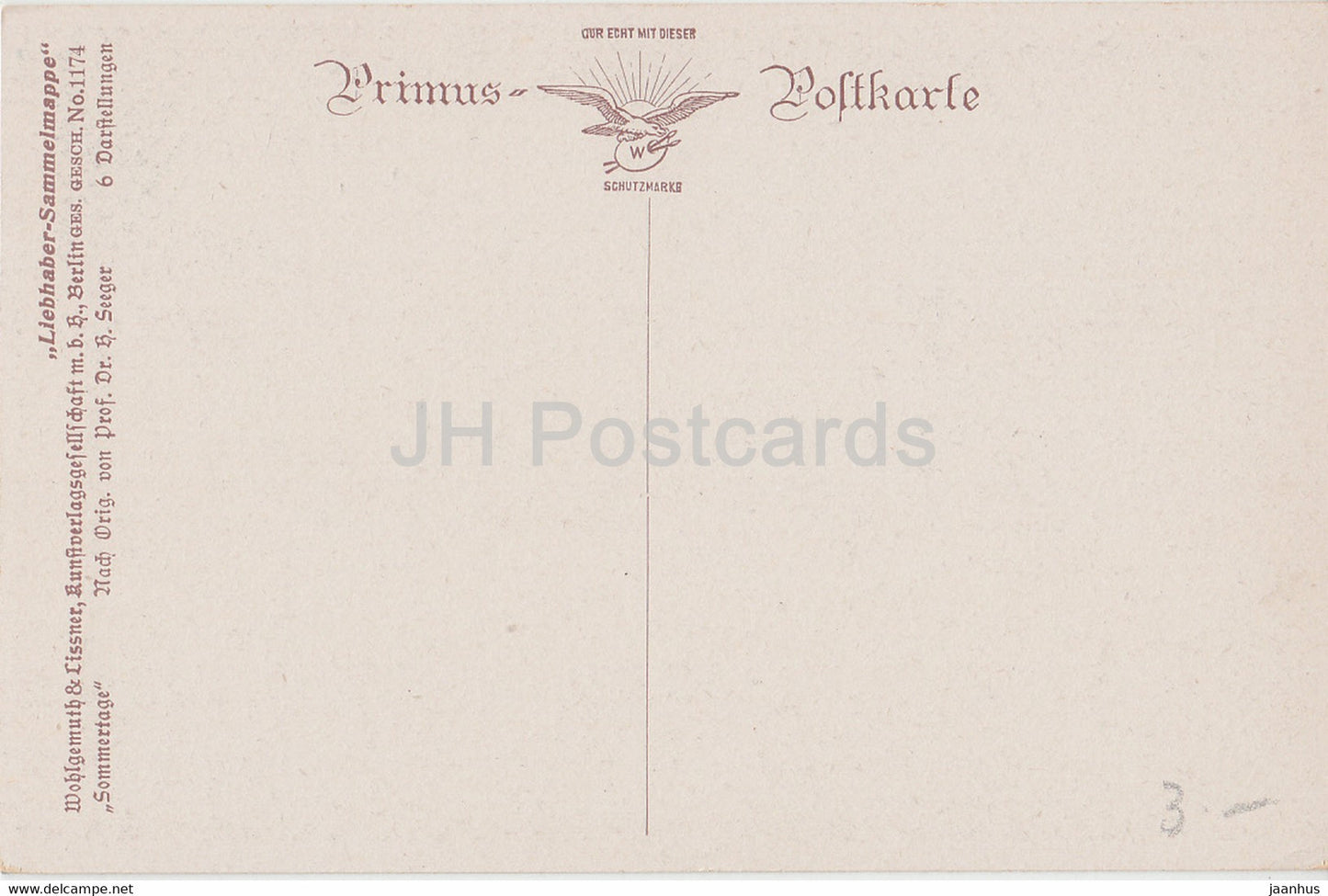 peinture de Hermann Seeger - Sommertage - vache - animaux - Primus - 1 1174 - Art allemand - carte postale ancienne - Allemagne - inutilisé