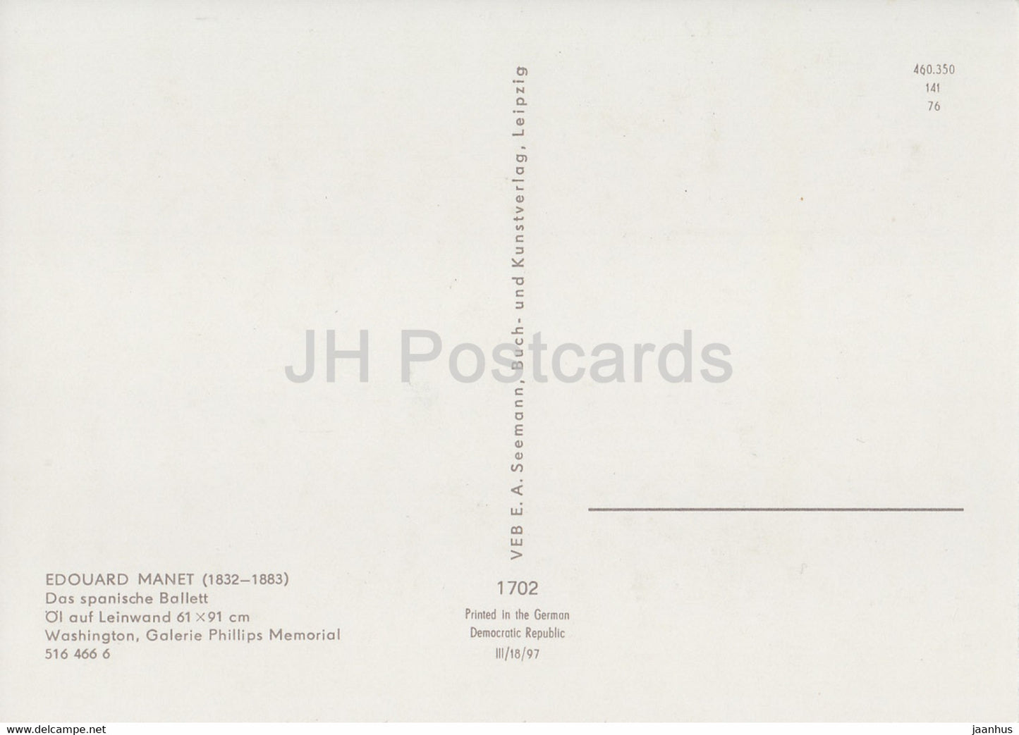 peinture d'Edouard Manet - Das Spanische Ballet - Art français - Allemagne DDR - inutilisé