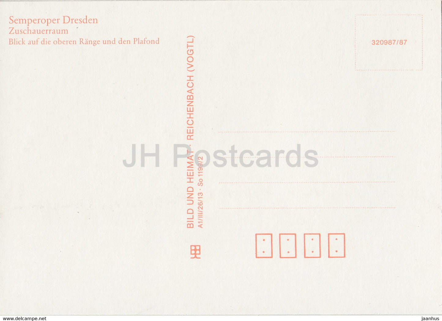 Semperoper Dresden - Zuschauerraum - Blick auf die oberen Range und den Plafond - Dresden Opera - DDR Germany - unused