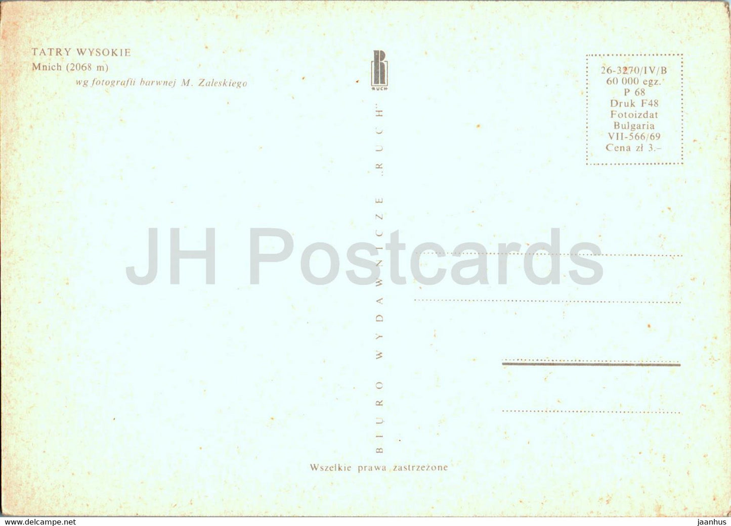 Tatry Wysokie - High Tatras - Mnich - Poland - unused