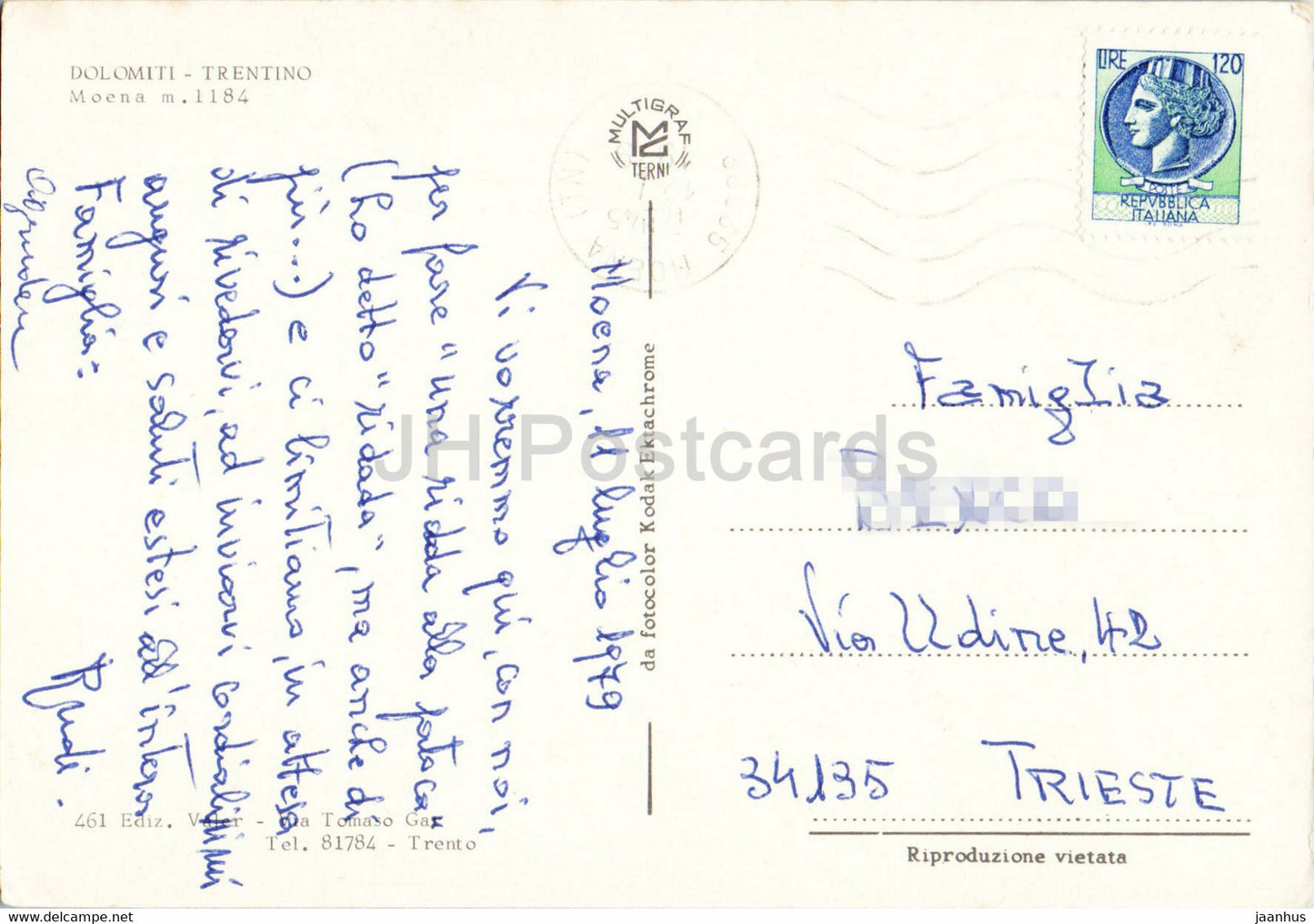 Saluti da Moena - Trentino - Dolomiti - 1979 - Italy - used