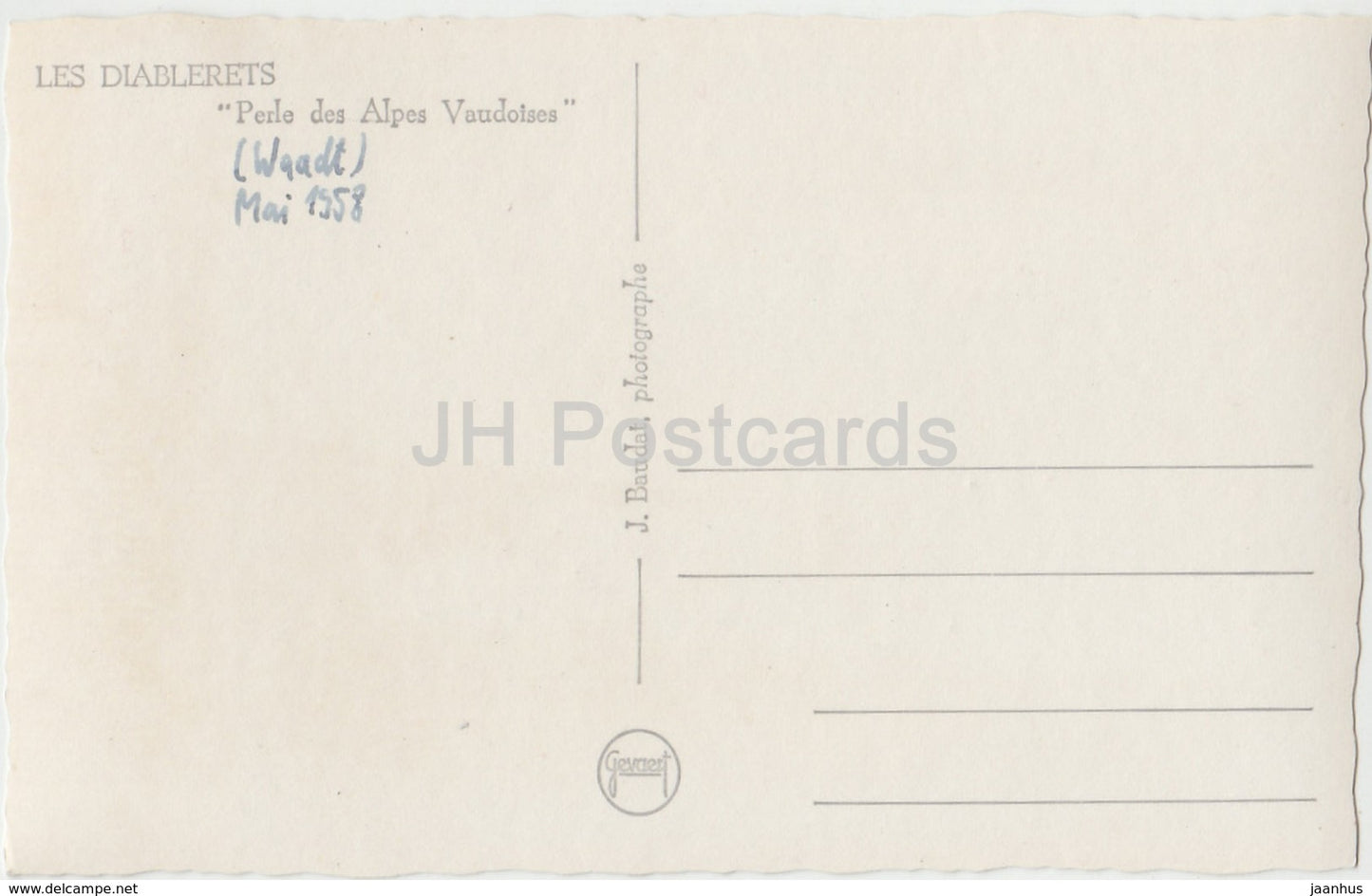 Les Diablerets - Le Massif et le Tele Kabinen - Perle de Alpes Vaudoises - Seilbahn - Schweiz - 1958 - gebraucht