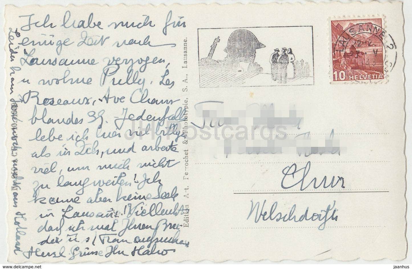 Lausanne et les Alpes – 1736 – Schweiz – 1943 – gebraucht