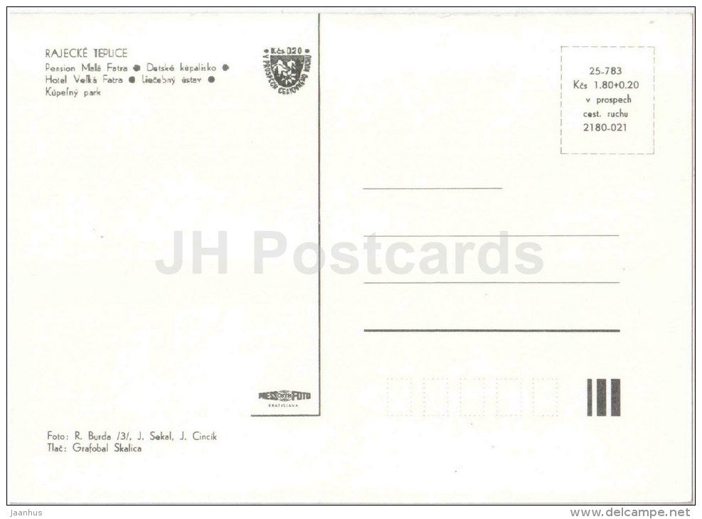 pension house Mala Fatra - children swimming pool - hotel - Rajecke Teplice - Czechoslovakia - Slovakia - unused - JH Postcards