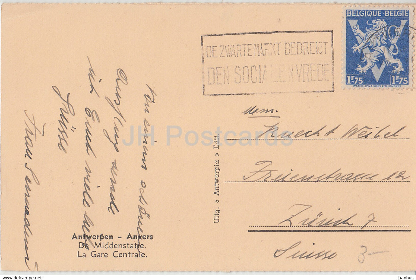 Anvers - Antwerpen - De Middenstatie - La Gare Centrale - tram - old postcard - Belgium - used