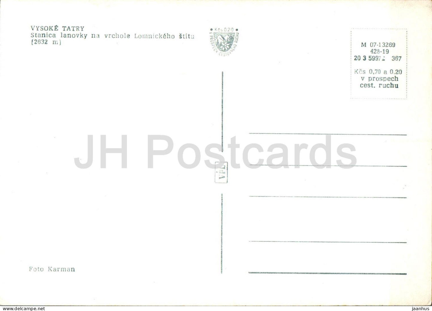 Vysoke Tatry - stanica lanovky na vrchole Lomnickeho stitu 2632 m - cable car station Slovakia - Czechoslovakia - unused