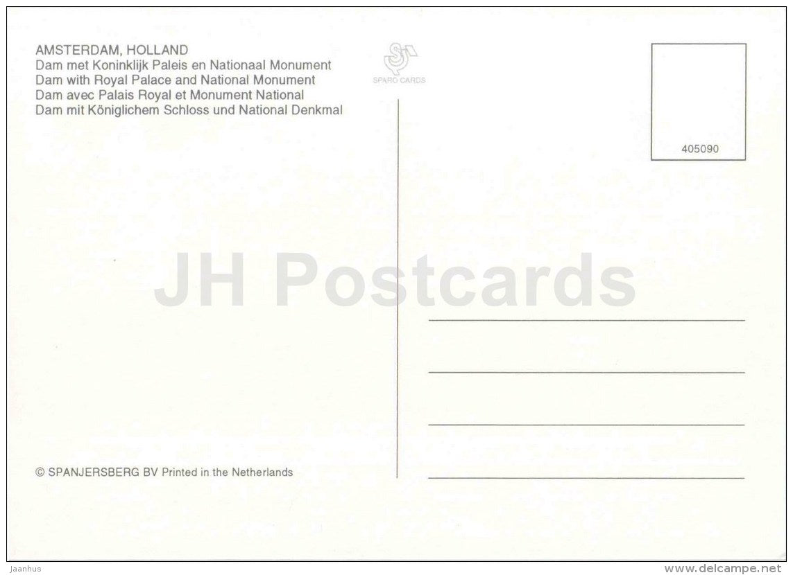Dam with Royal Palace and National Monument - Amsterdam - Netherlands - unused - JH Postcards