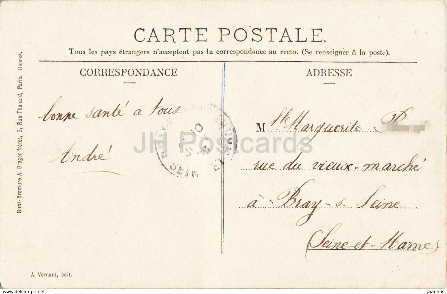 Provins - La Grande Rue du Val - alte Postkarte - 1905 - Frankreich - gebraucht