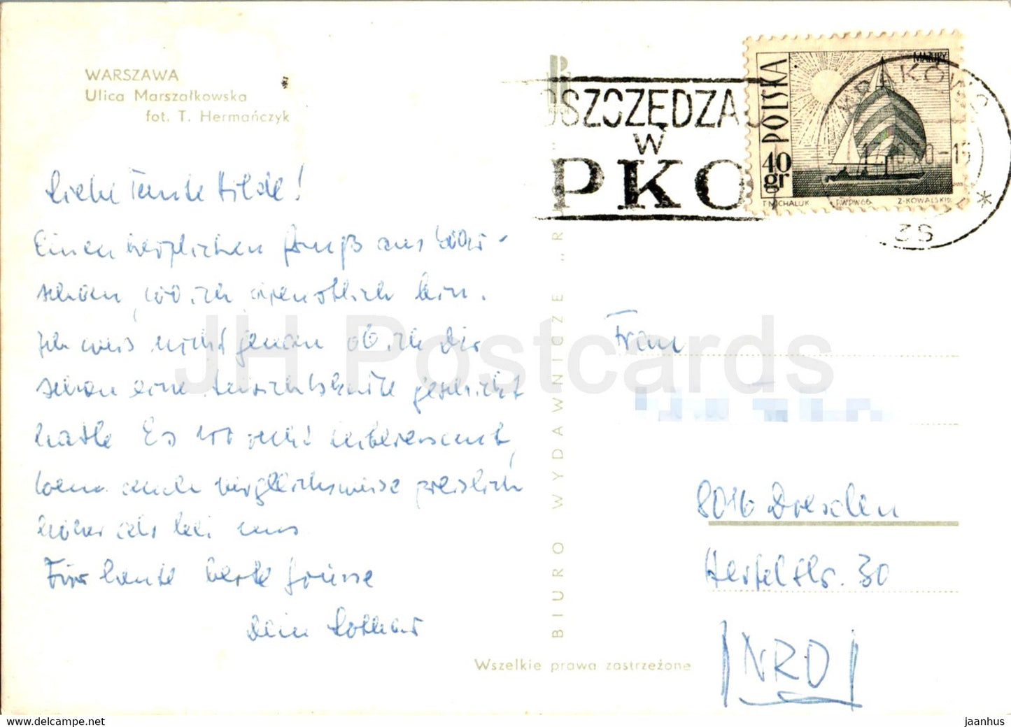 Varsovie - Warszawa - ulica Marszalkowska - rue - 1970 - Pologne - occasion
