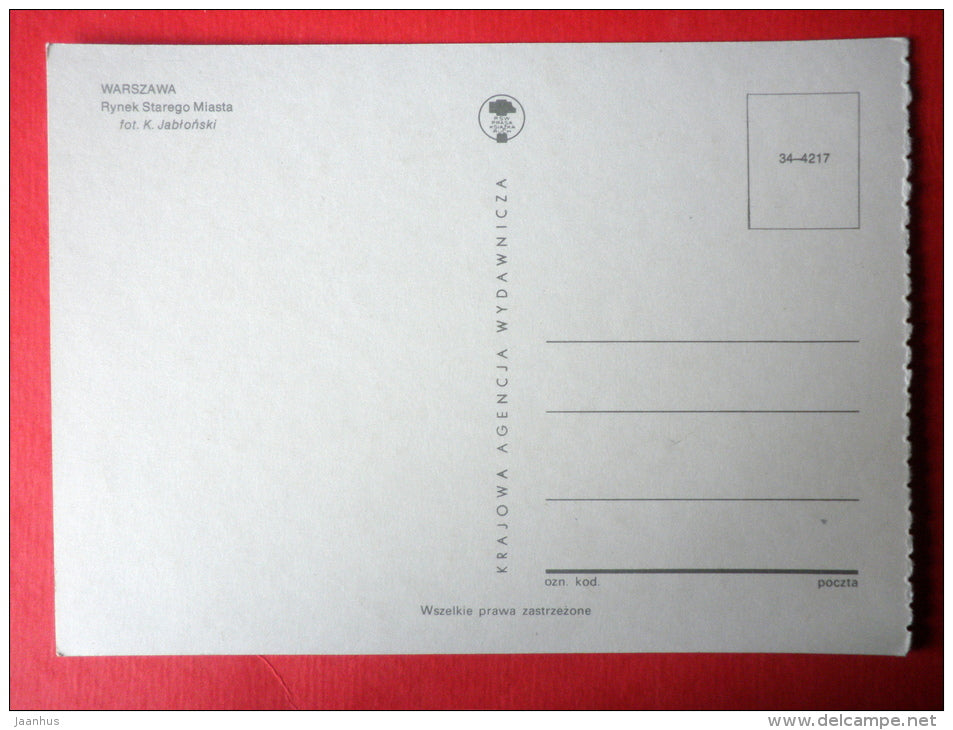 Old Town Market Place - Warszawa - Warsaw - Poland - unused - JH Postcards