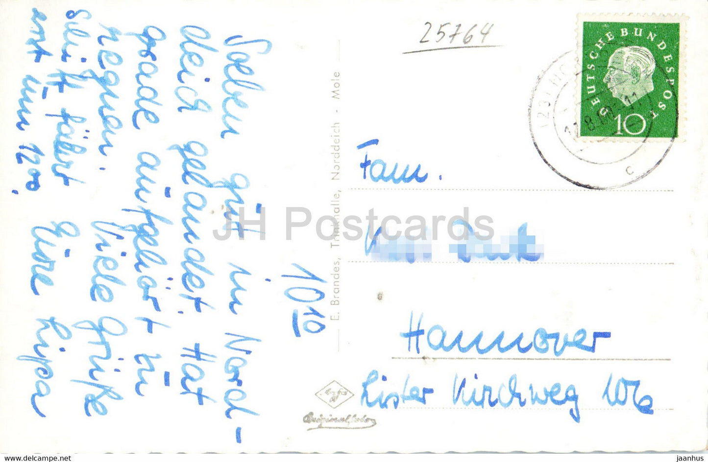 Nordseebad Norddeich - Sturmflut - Mole - Badestrand - Baderschiff - ship - beach - old postcard - 1960 - Germany - used