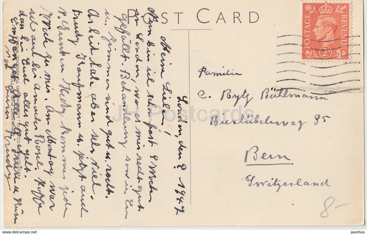 London – Piccadilly Circus – Photochrom Co – Auto – Bus – 72902 – alte Postkarte – 1947 – England – Vereinigtes Königreich – gebraucht