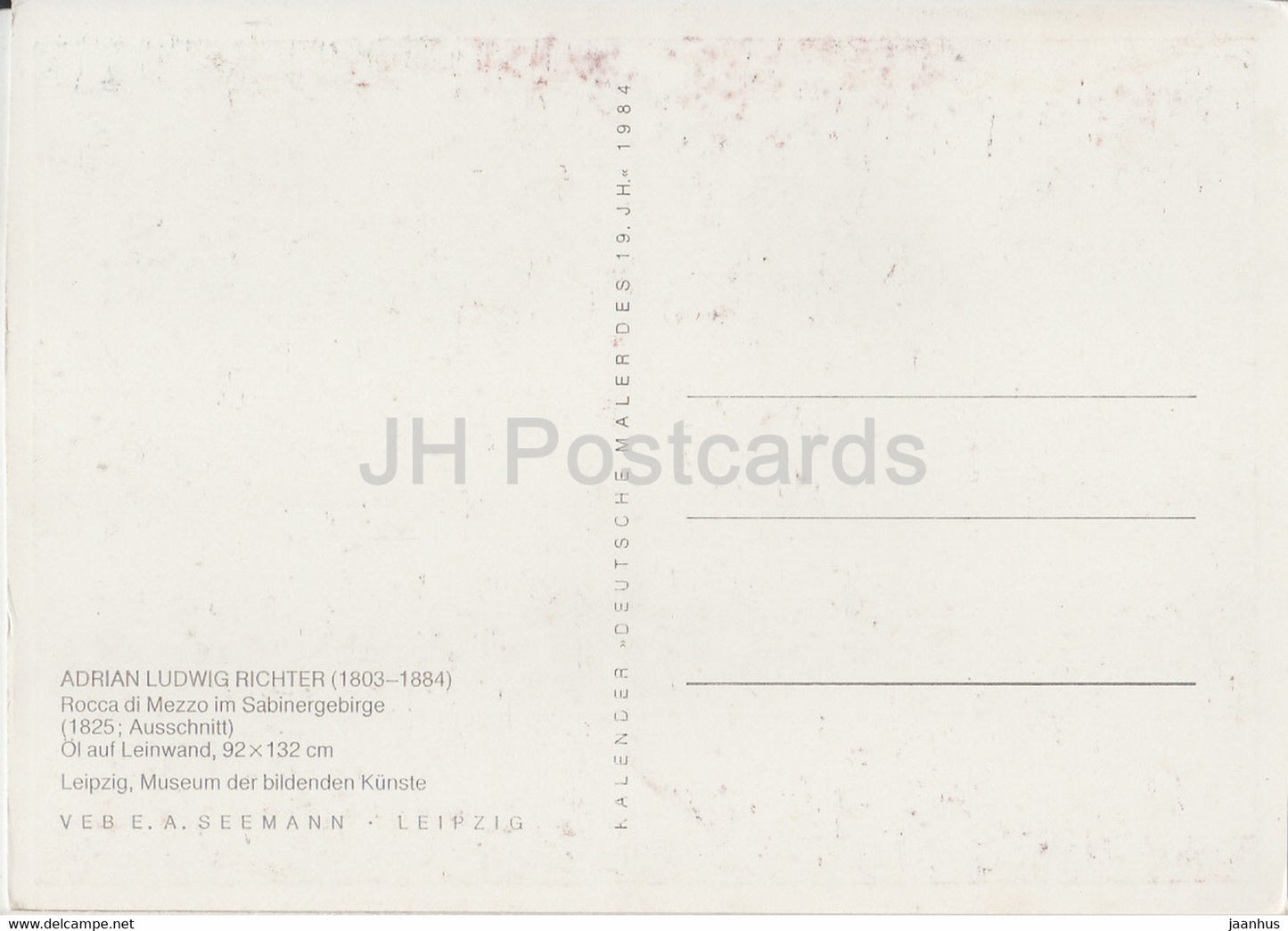 painting by Ludwig Richter - Rocca di Mezzo im Sabinergebirge - German art - 1984 - Germany - unused