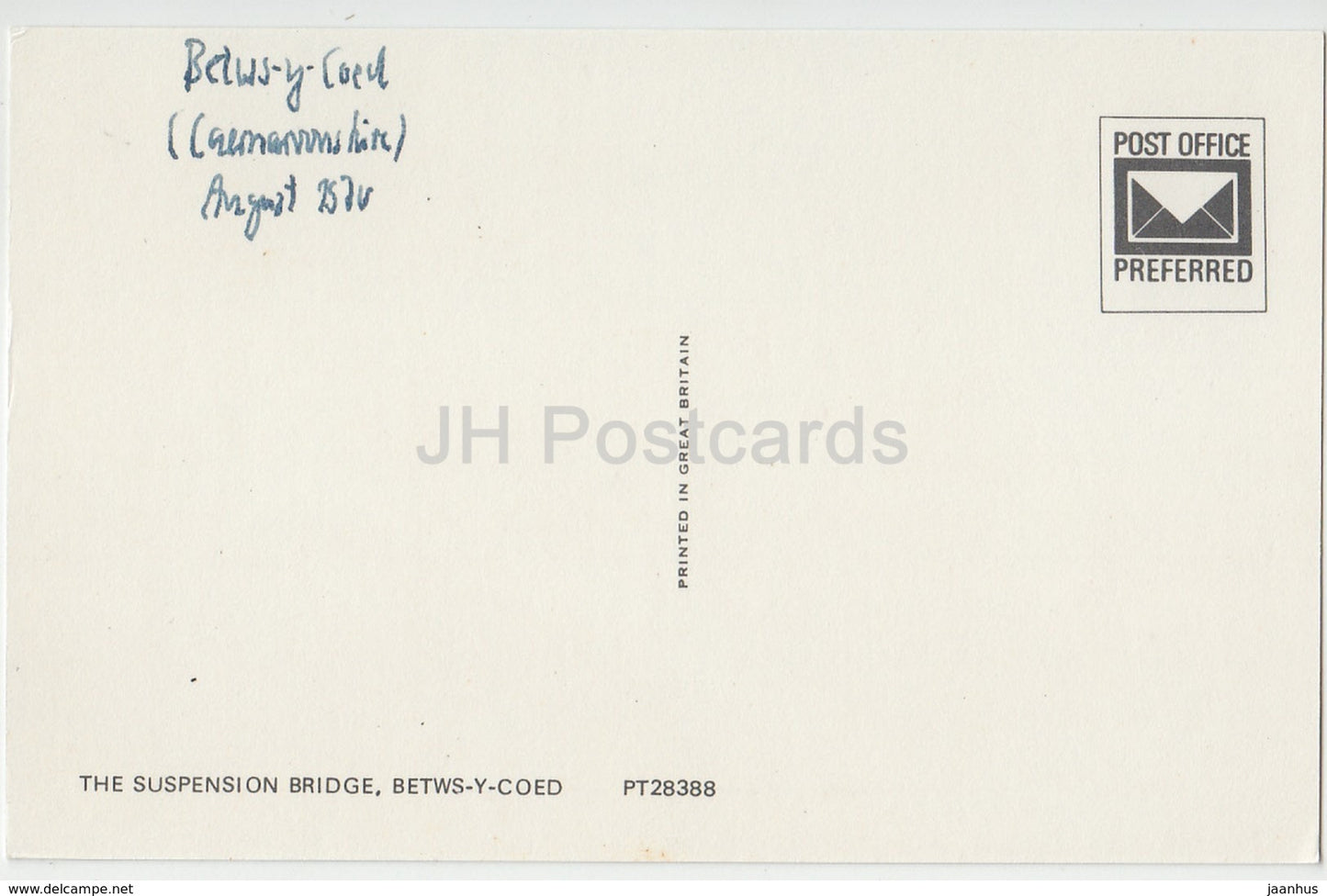 Betws-Y-Coed - The Suspension Bridge - PT28388 - 1970 - United Kingdom - Wales - used