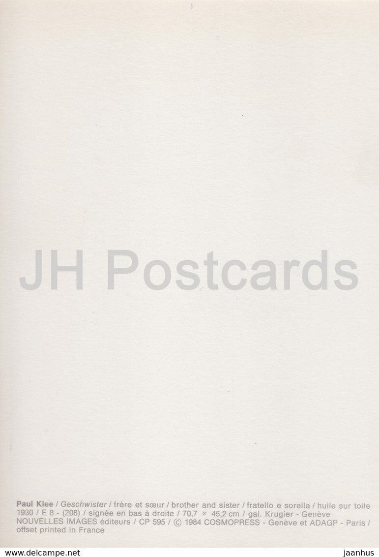 peinture de Paul Klee - Geschwister - Frère et Sœur - Art allemand - Allemagne - inutilisé