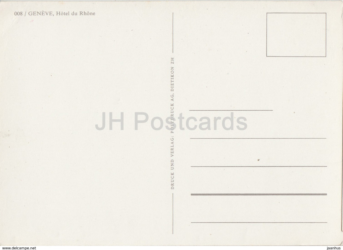 Geneve - Geneva - Hotel du Rhone - Switzerland - unused