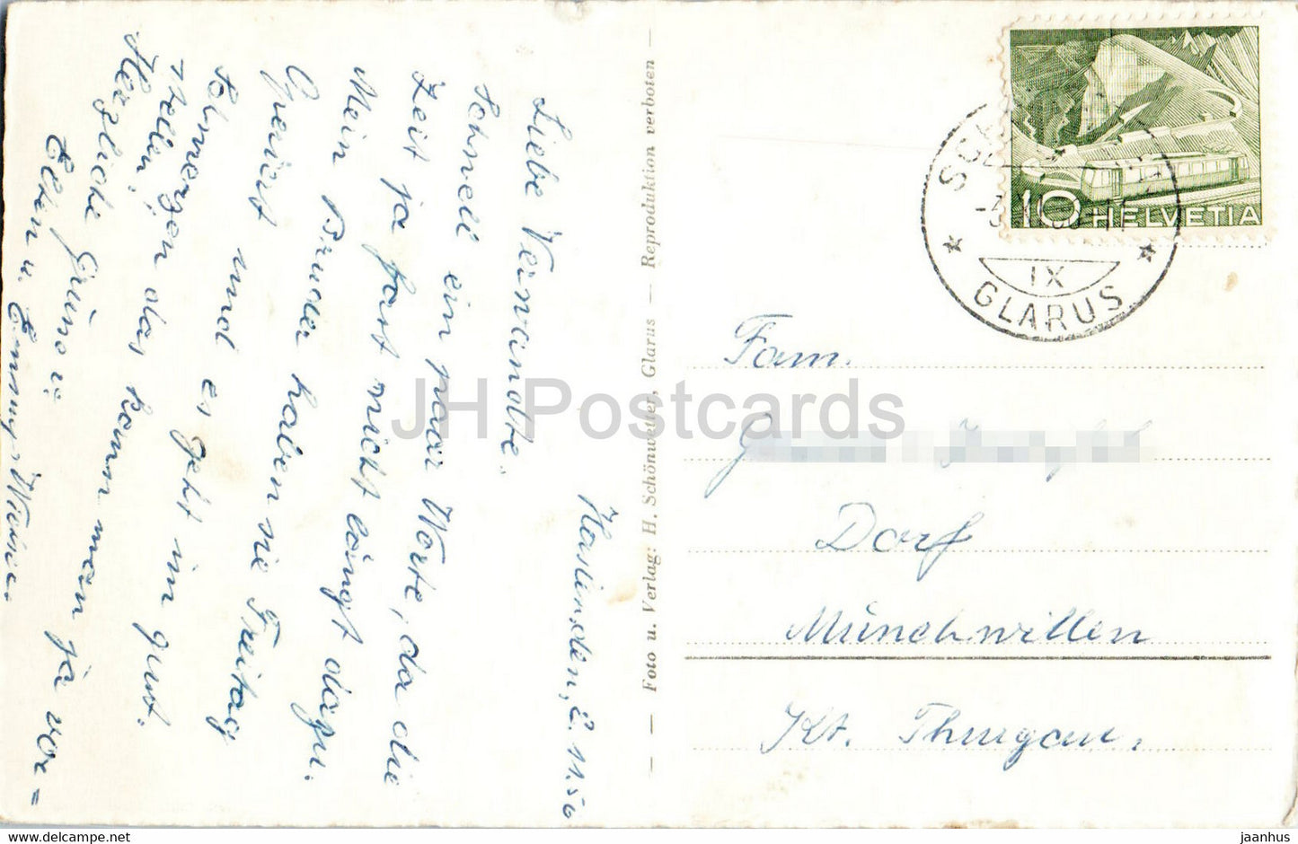 Schwanden mit Todi u Gemsfayren - 02492 - carte postale ancienne - 1956 - Suisse - utilisé