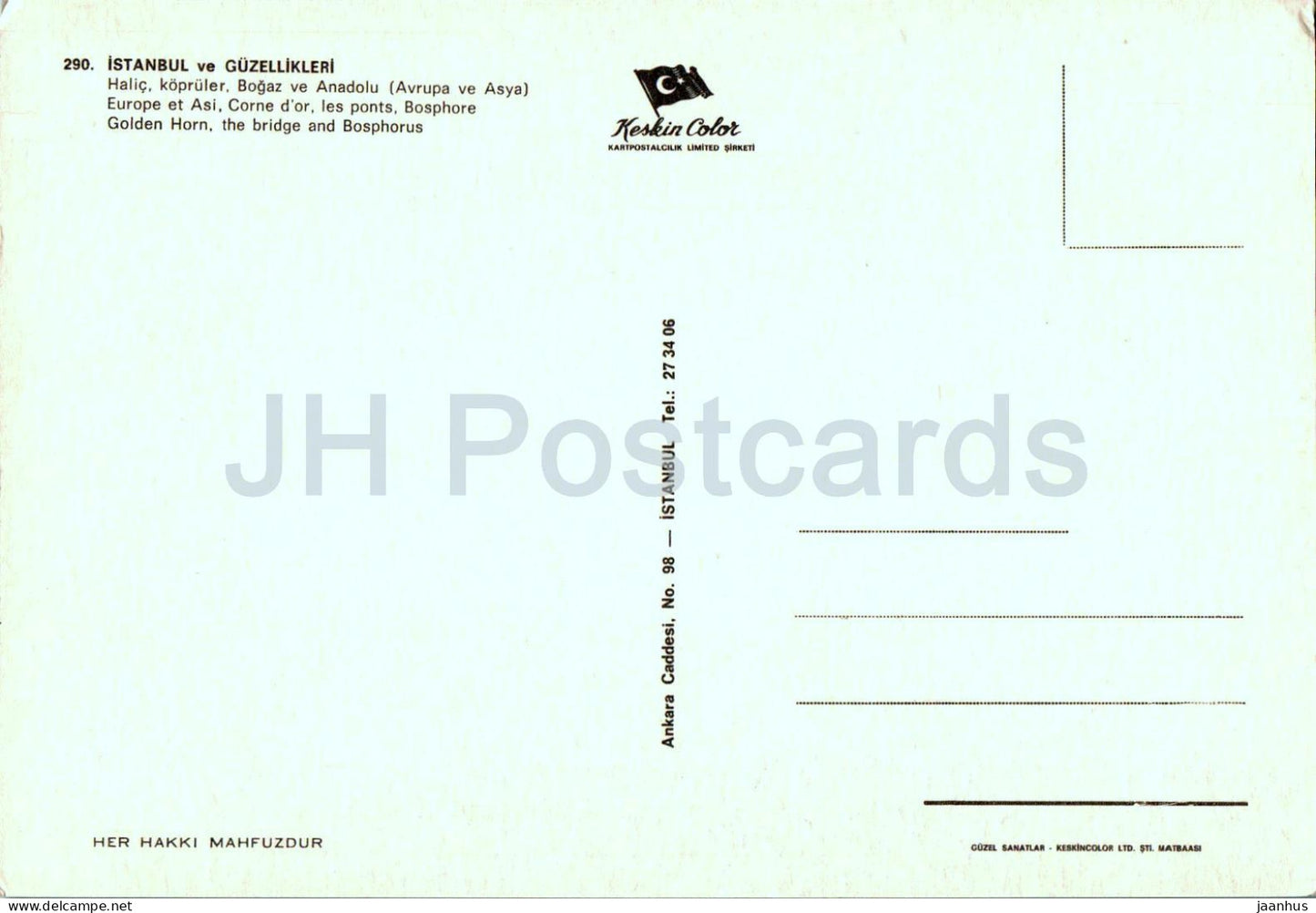 Istanbul - Golden Horn - The Bridge and Bosphorus - 290 - Turkey - unused