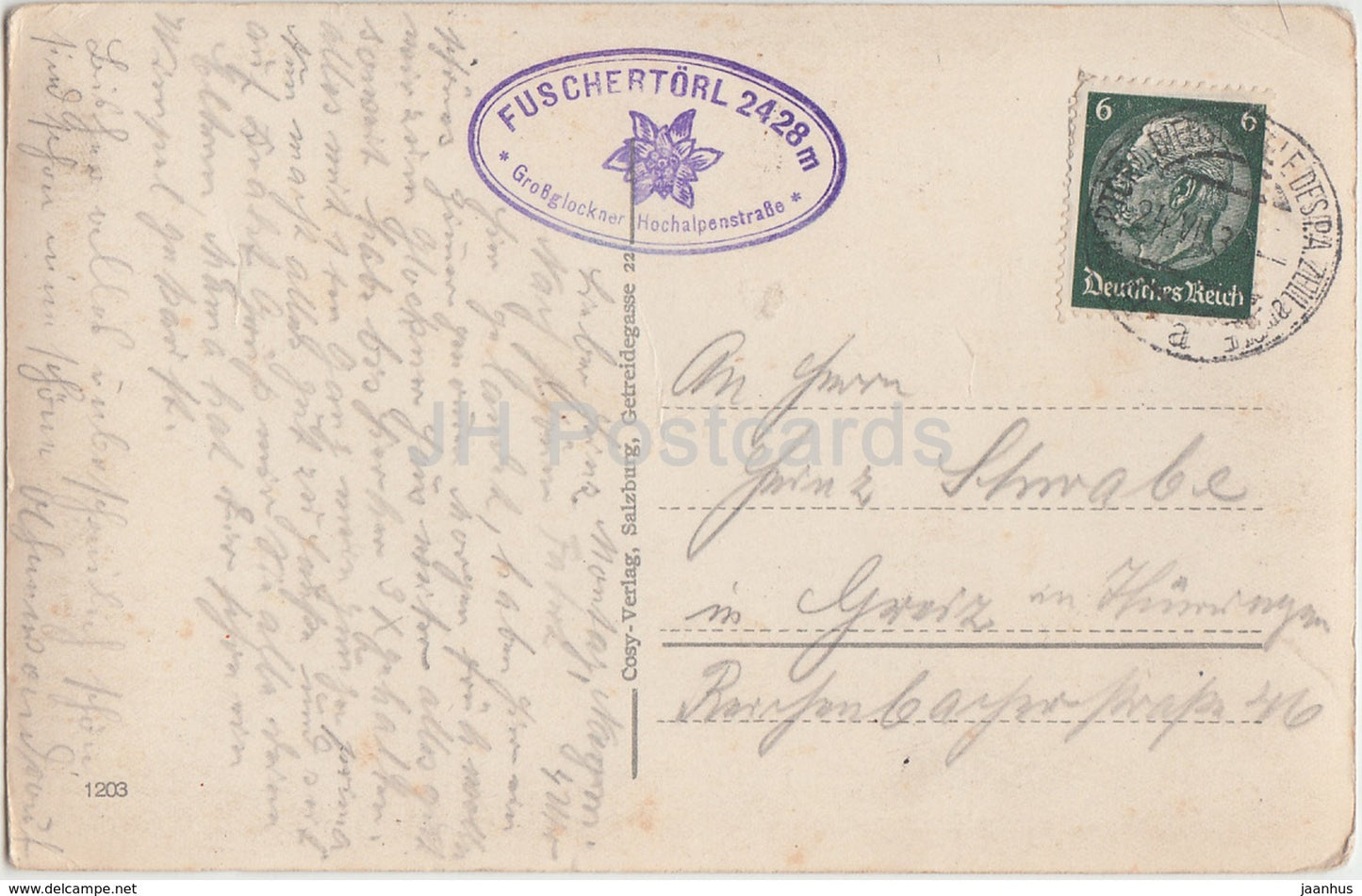 Fuschertorl - 2428 m - Gr. Glockner - Sonnenwelleck u Fuscherkarkopf - mountains - old postcard - Austria - used
