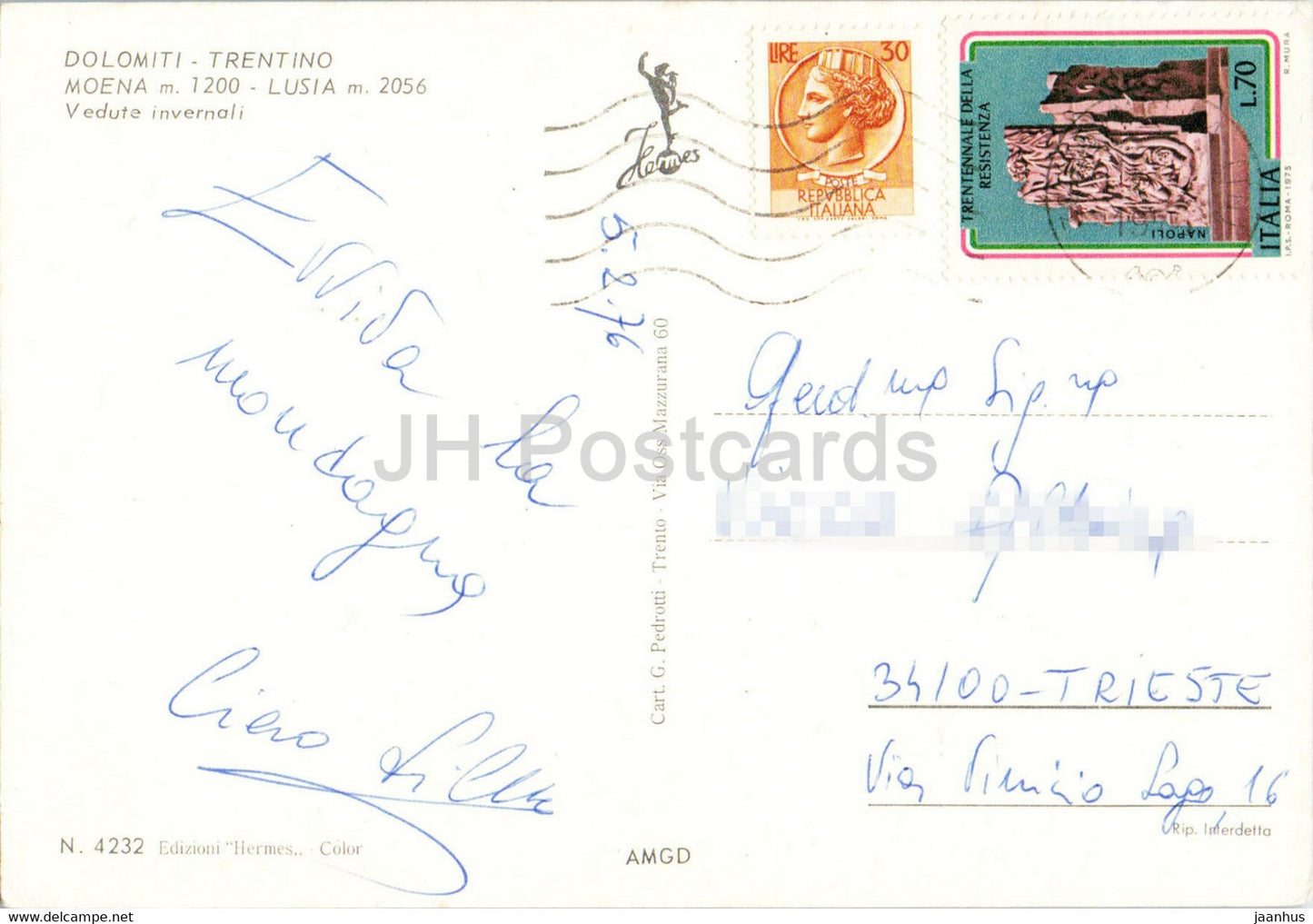 Moena Lusia - Dolomiti - Trentino - Vedute Intervali - alpine skiing - cable car - 1976 - Italy - used