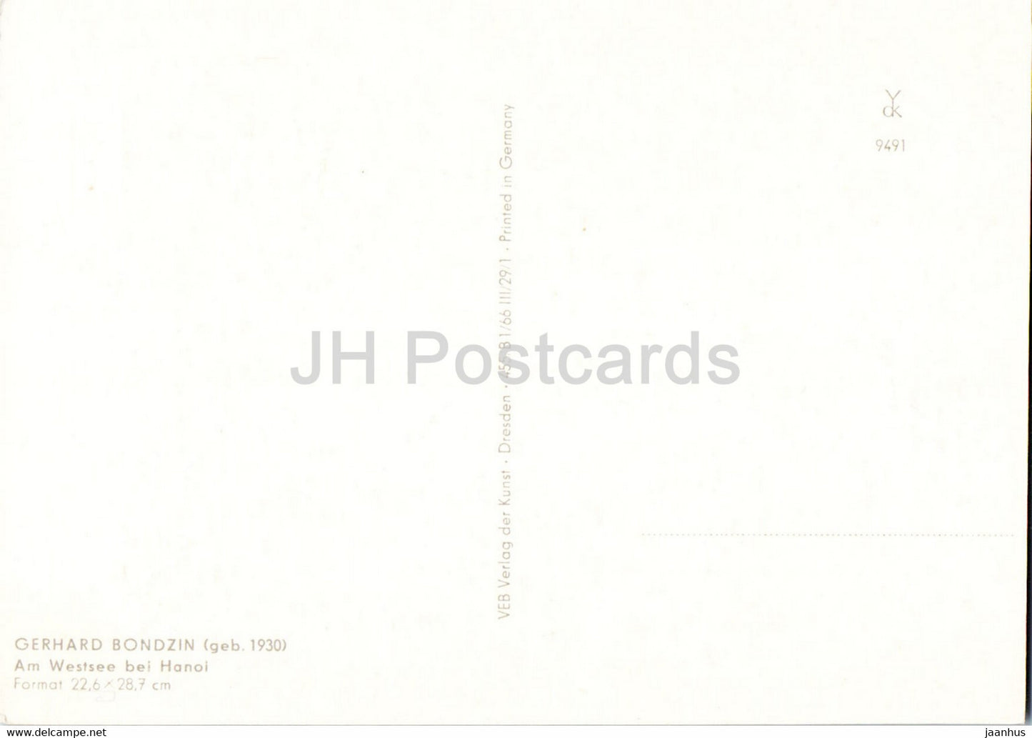 painting by Gerhard Bondzin - Am Westsee bei Hanoi - German art - 1986 - Germany DDR - unused