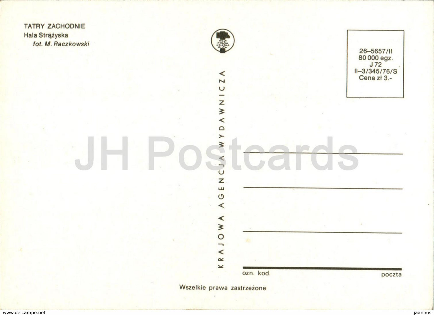 Tatry Zachodnie - Tatras - Hala Strazyska - Hala Strazyska - Poland - unused