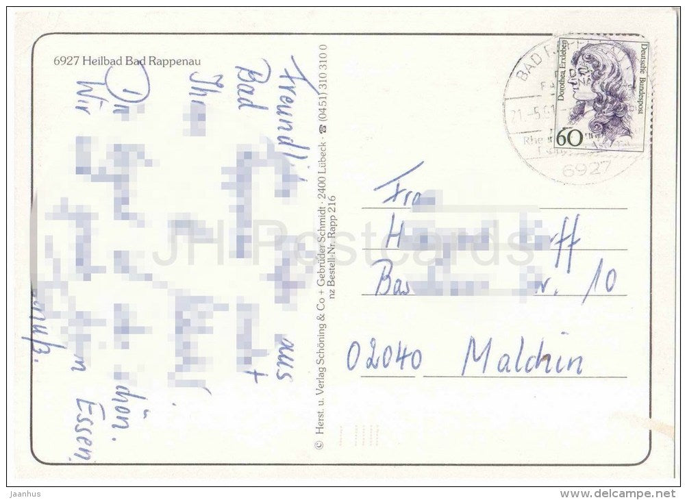 Grüsse aus dem Heilbad Bad Rappenau - kirche - church - 6927 - Germany - 1991 gelaufen - JH Postcards
