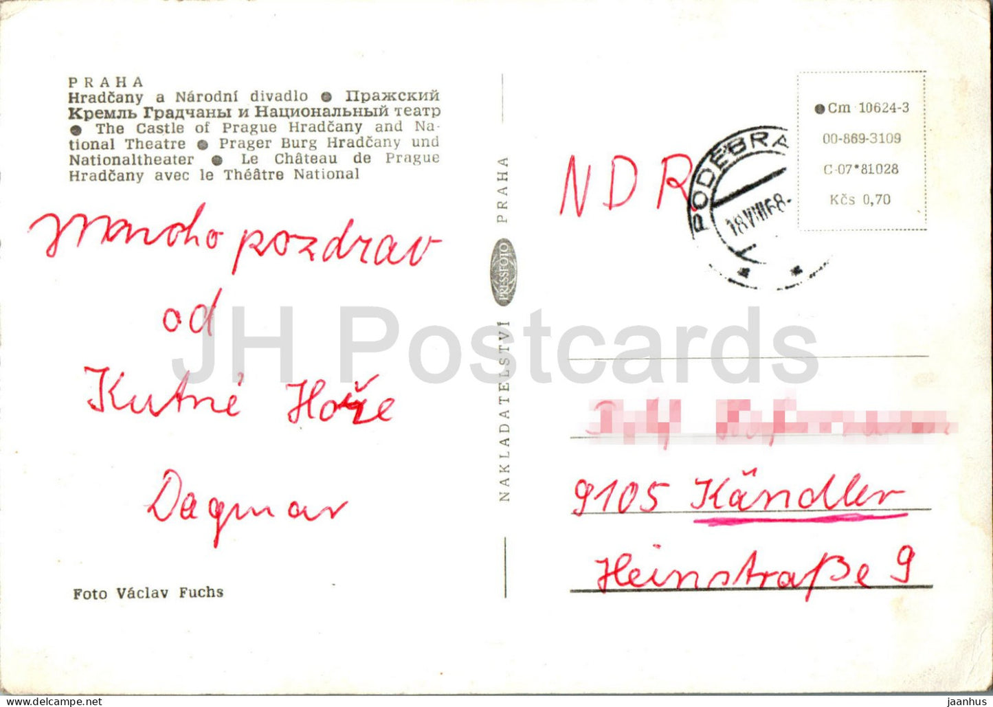 Praha - Prague - Le Château de Prague Hradcany et le Théâtre National - 1968 - République Tchèque - Tchécoslovaquie - occasion