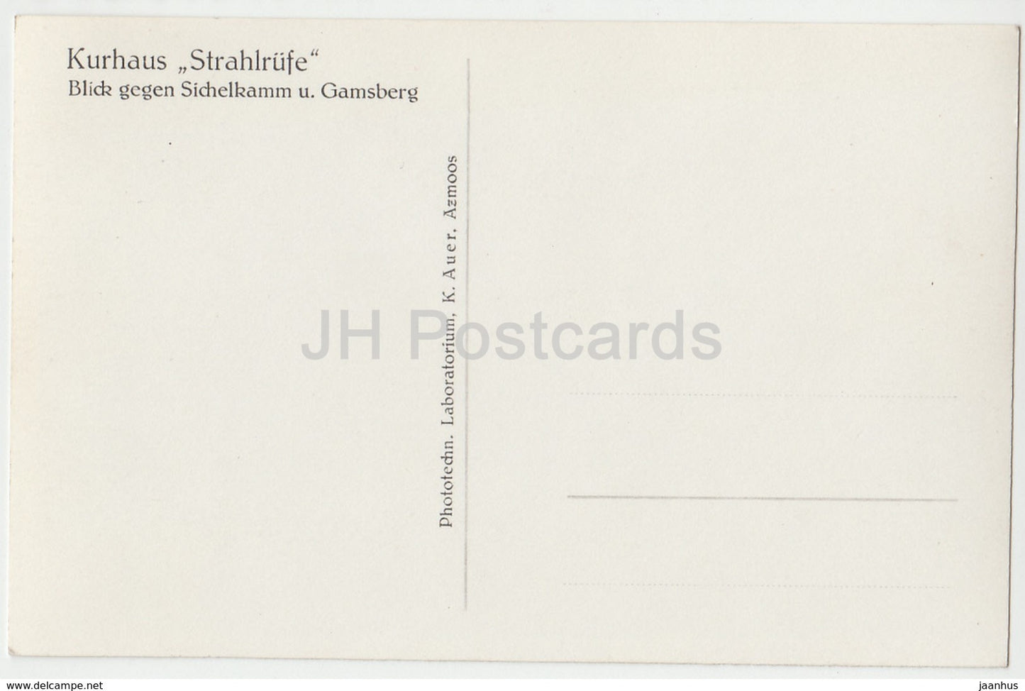 Kurhaus Strahlrufe - Blick gegen Sichelkamm u. Gamsberg - Schweiz - alte Postkarte - unbenutzt