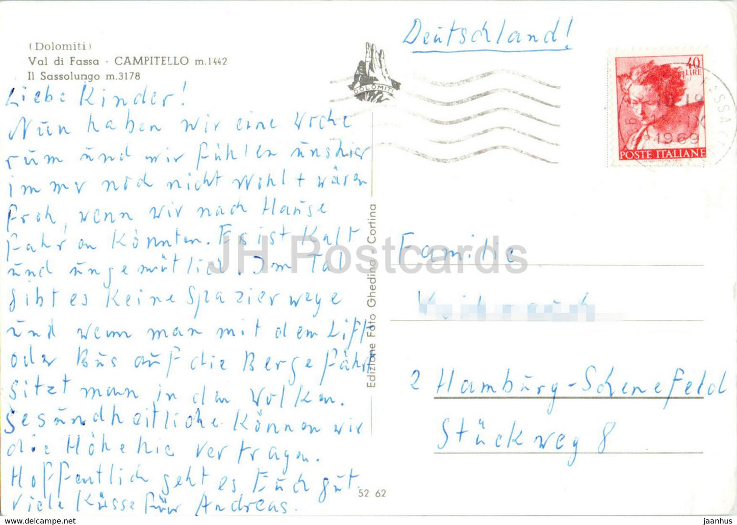 Campitello - Val di Fassa - Dolomiti - Il Sassolungo 3178 m - 1969 - Italie - occasion