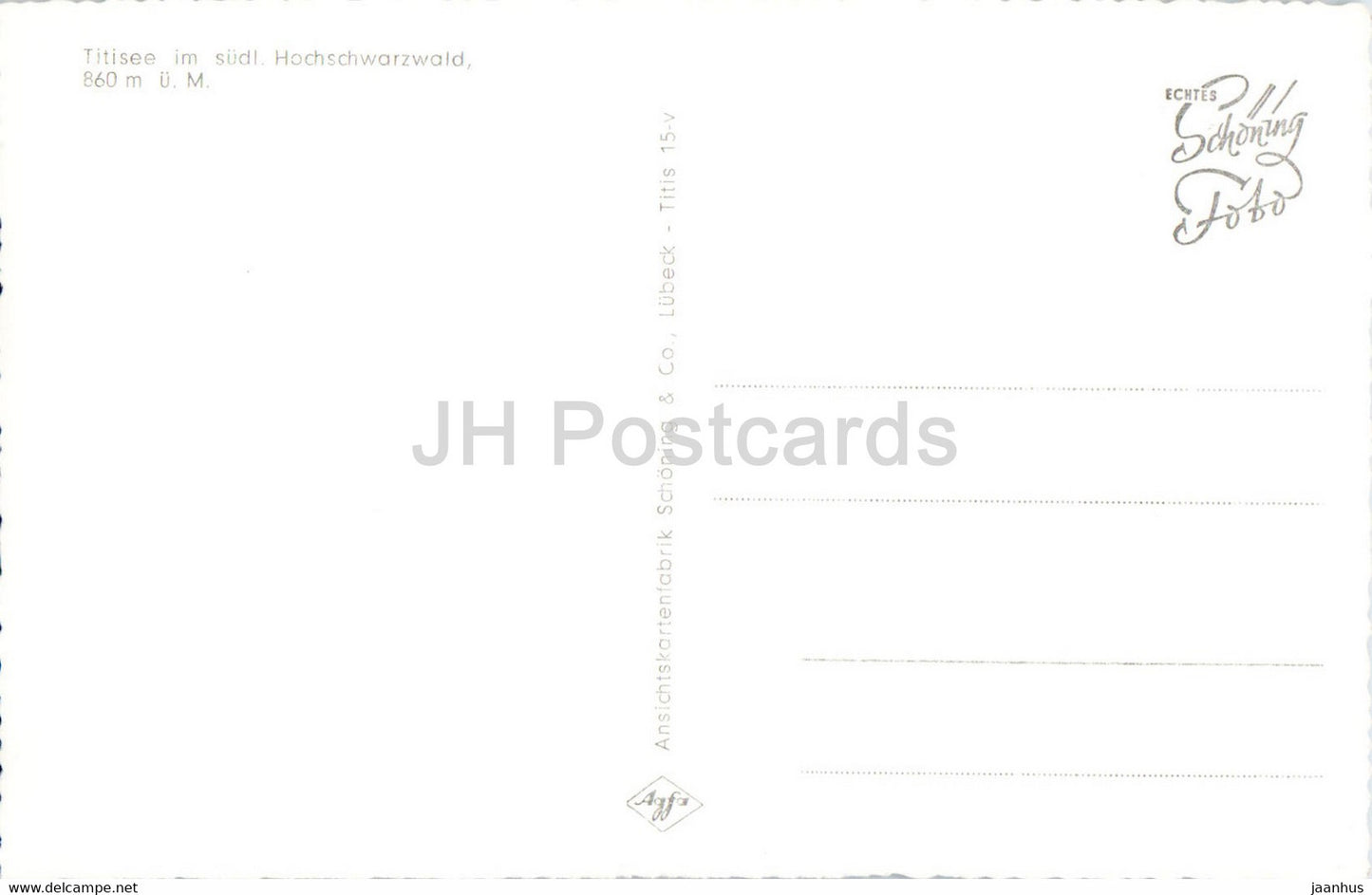 Titisee im sudl Hochschwarzwald 860 m - old postcard - Germany - unused