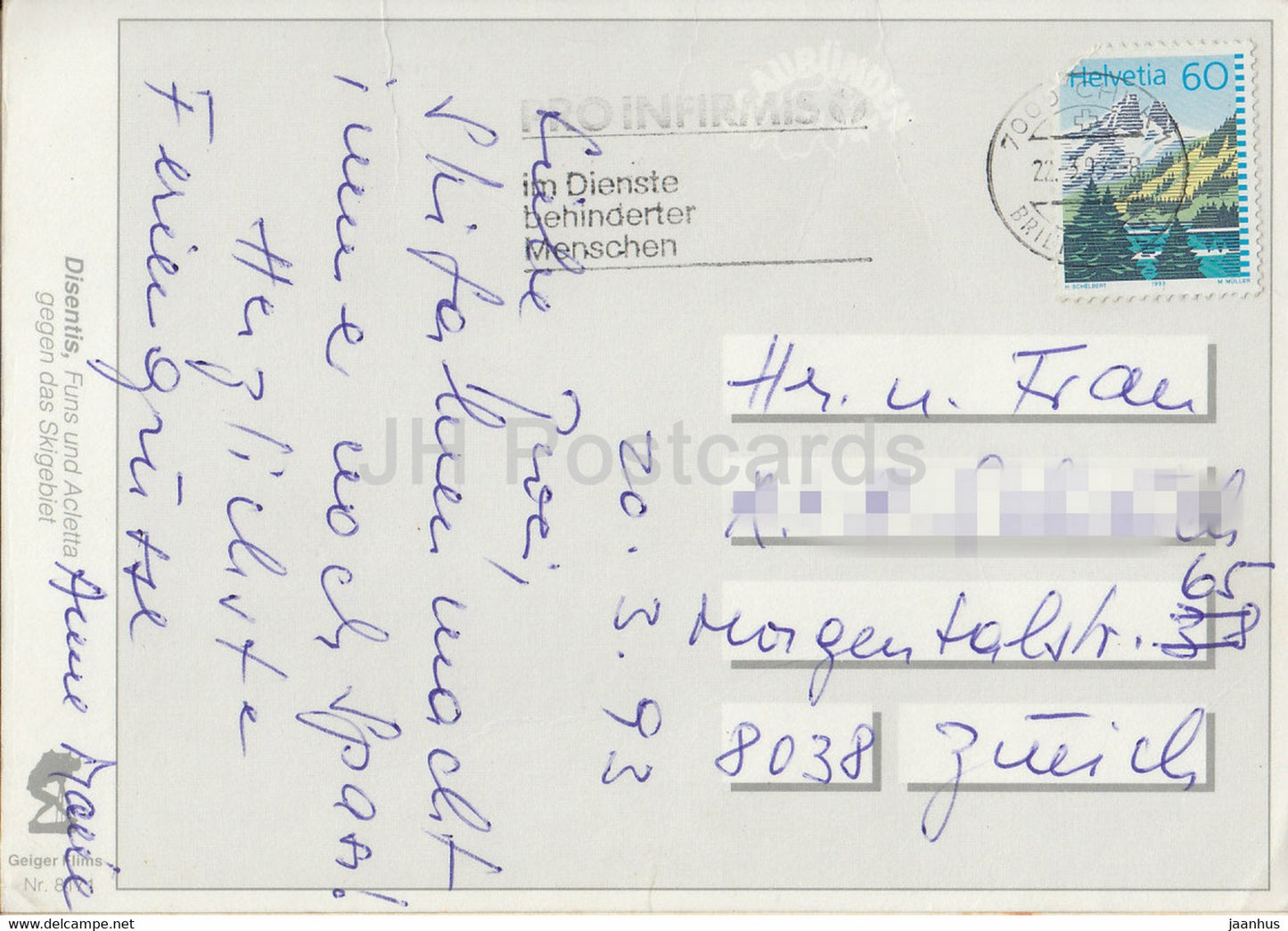 Disentis - Funs und Acletta gegen das Skigebiet - 1993 - Switzerland - used