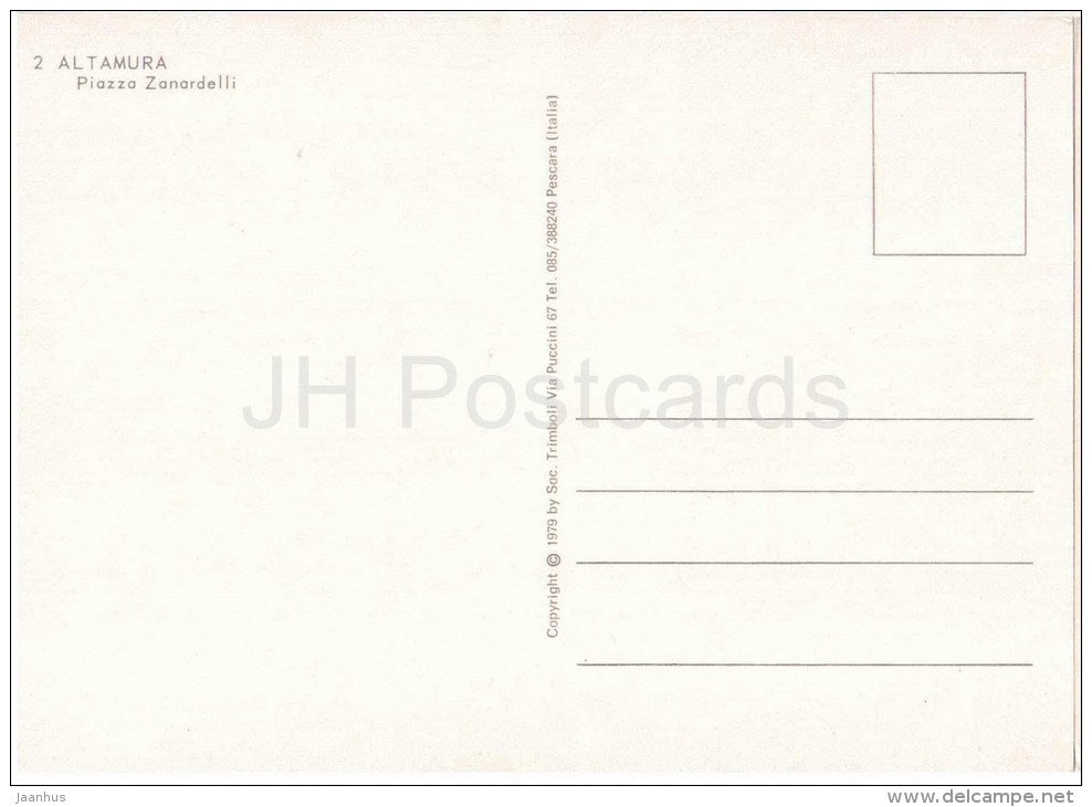 Piazza Zanardelli - square - Altamura - Puglia - 2 - Italia - Italy - unused - JH Postcards