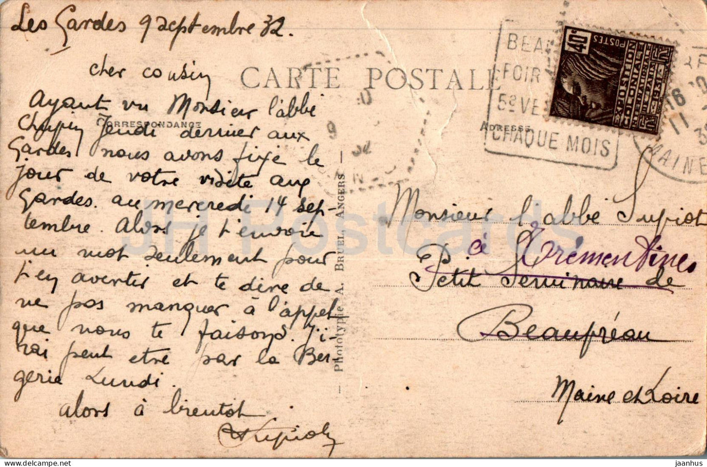 Cholet - Vue Générale - 8 - carte postale ancienne - 1932 - France - occasion