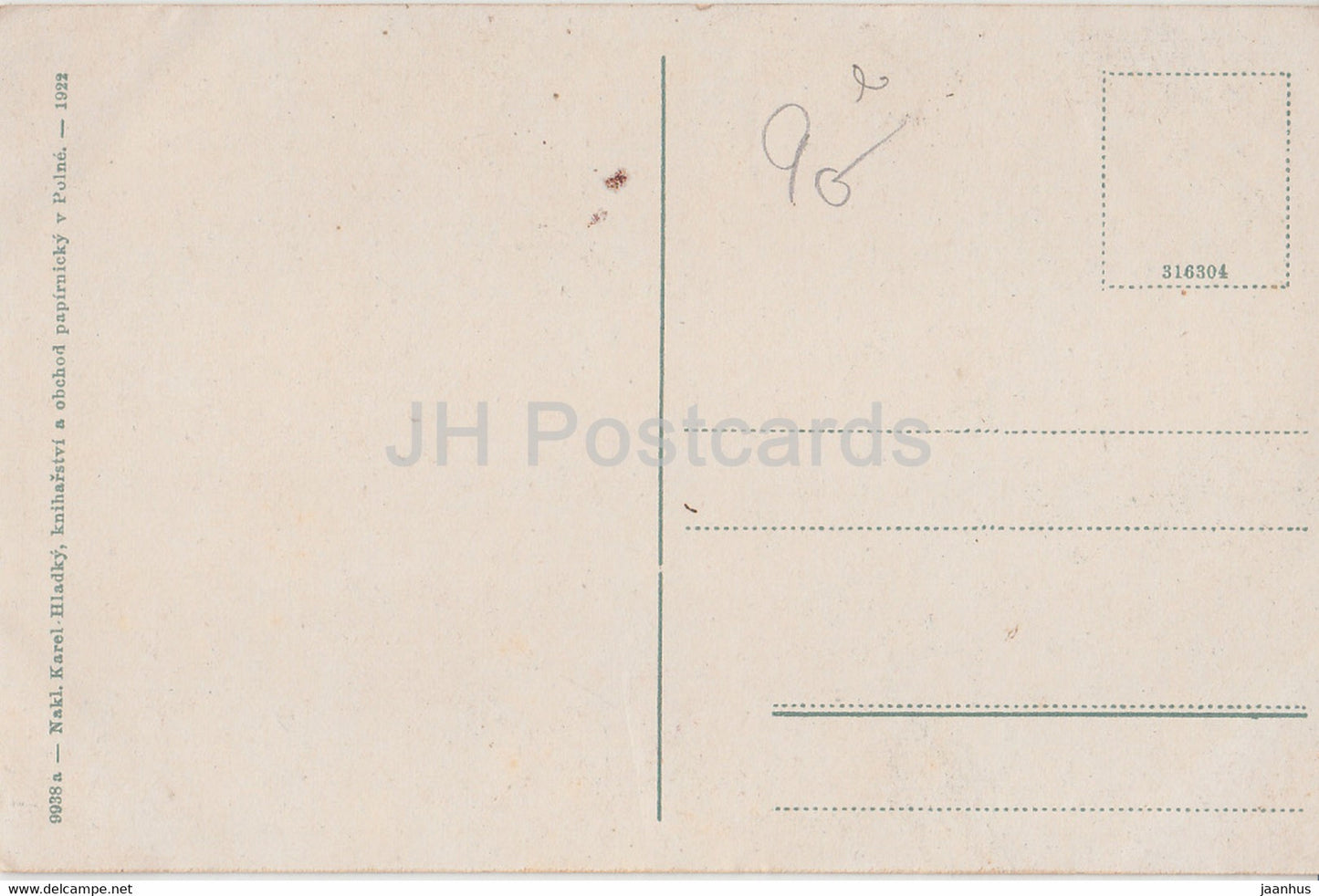 Polna - Husovo namesti - square - old postcard - 1922 - Czech Republic - unused