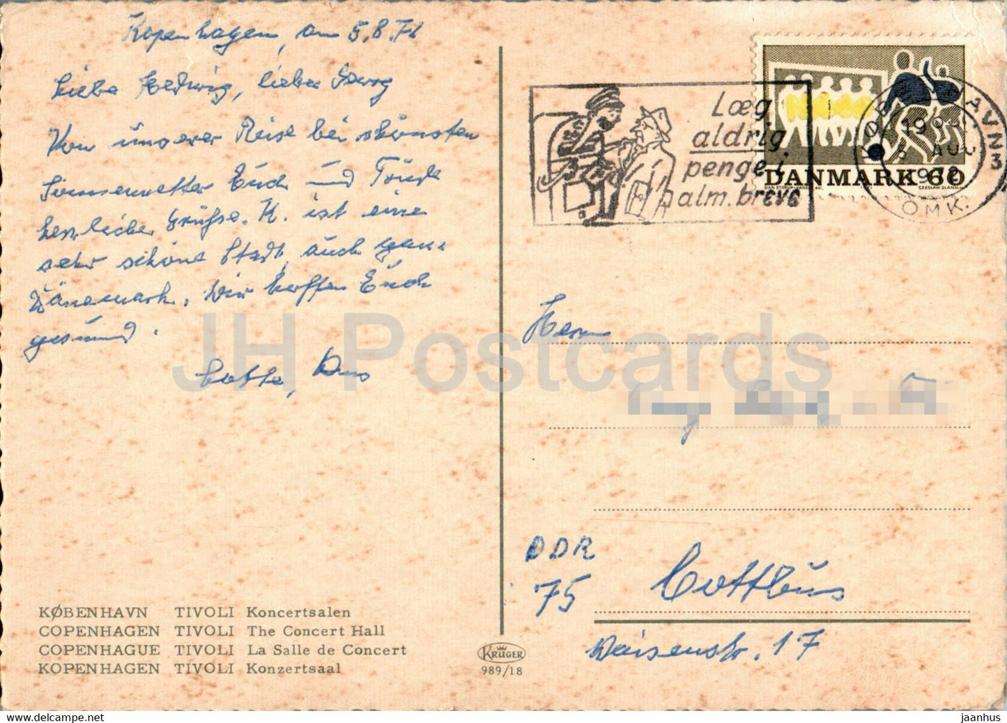 Copenhague - Kopenhagen - Tivoli Koncertsalen - Concert Hall - 989/18 - 1971 - Danemark - utilisé